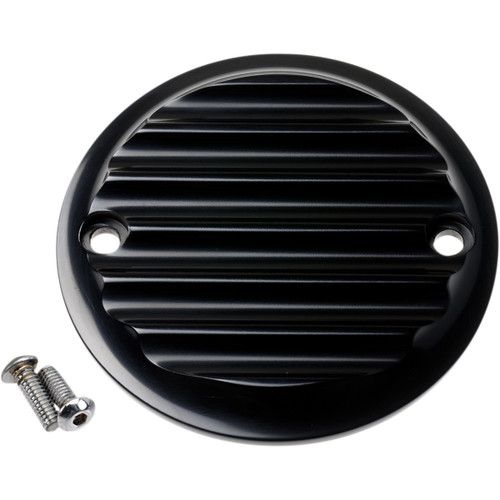 Joker Machine #02-98-1 - Points Cover - Finned - 2 Hole - Black Anodized