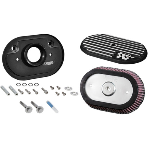 K & N #RK-3952 - Street Metal Air Intake Kit - Side Drift - Black - Softail/Touring/Trike