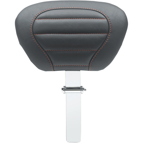 Mustang #79012AB - Deluxe Driver Backrest - Black w/ American Beauty Red Stitching - FLT/FLH '08-'25