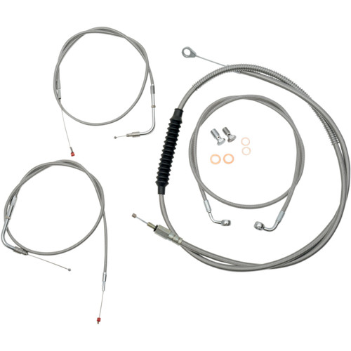 LA Choppers #LA-8100KT-00 - Standard Stainless Braided Handlebar Cable/Brake Line Kit - Stock Ape Hangers - '96-'06 Softail
