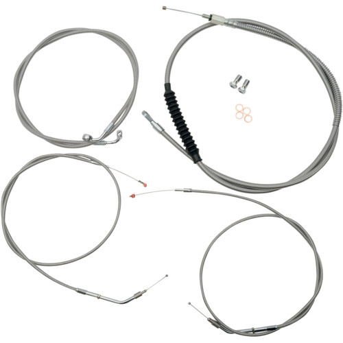 LA Choppers #LA-8320KT-13 - Standard Stainless Braided Handlebar Cable/Brake Line Kit - 12"-14" Ape Hangers - '07-'22 Sportster