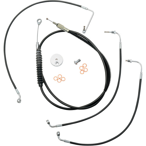 LA Choppers #LA-8011KT-16B - Standard Black Vinyl Handlebar Cable/Brake Line Kit - 15"-17" Ape Hangers - '14-'16 FLHR