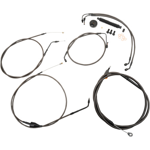 LA Choppers #LA-8005KT-13M - Standard Midnight Braided Handlebar Cable/Brake Line Kit - 12"-14" Ape Hangers - '96-'07 FLH