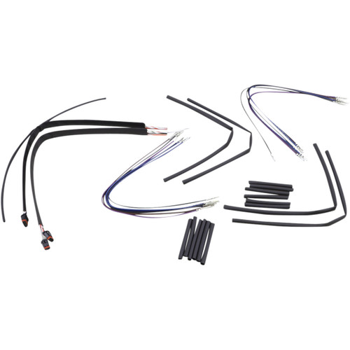 Burly Brand #B30-1122 - Complete Black Vinyl Handlebar Cable/Line Kit for Ape Hangers - 14" - ABS - '12-'17 Dyna