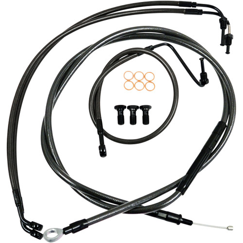 LA Choppers #LA-8010KT-13M - Standard Midnight Braided Handlebar Cable/Brake Line Kit - 12"-14" Ape Hangers - '08-'13 FL
