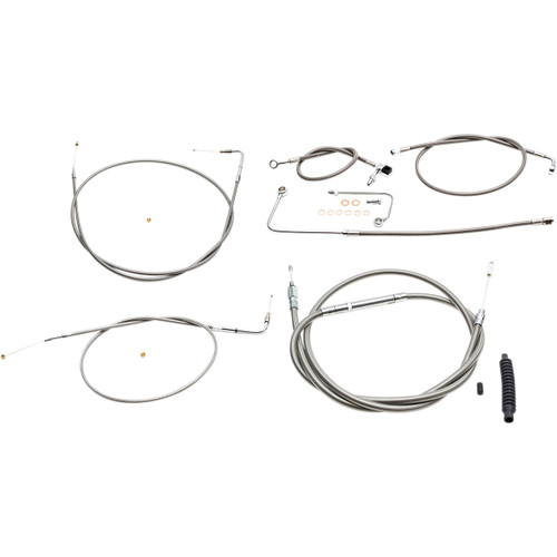 LA Choppers #LA-8151KT-19 - Standard Stainless Braided Handlebar Cable/Brake Line Kit - 18"-20" Ape Hangers - '15-'17 FLS