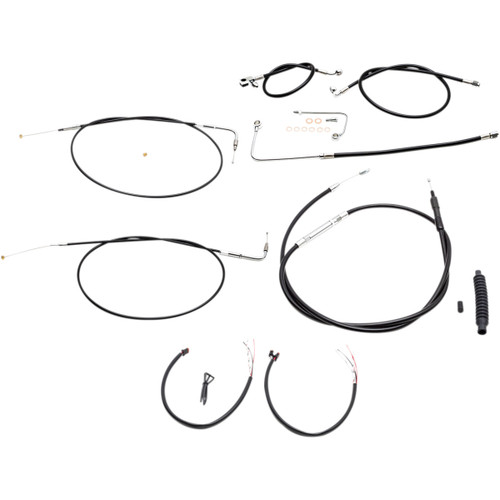 LA Choppers #LA-8151KT2A-16B - Complete Black Vinyl Braided Handlebar Cable/Brake Line Kit - 15"-17" Handlebars - '15 FLS