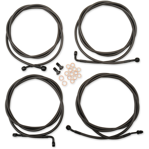 LA Choppers #LA-8054KT-13M - Standard Midnight Braided Handlebar Cable/Brake Line Kit - 12"-14" Ape Hangers - '17-'20 Touring