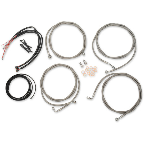 LA Choppers #LA-8054KT2-19 - Complete Stainless Braided Handlebar Cable/Brake Line Kit - 18"-20" Handlebars - '17-'20 Touring