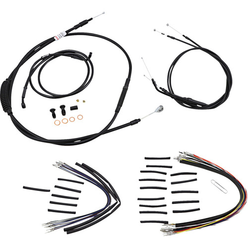 Burly Brand #B30-1148 - Jail Bar Cable Kit - 14" Handlebars - Black Vinyl - '07-'11 FXD