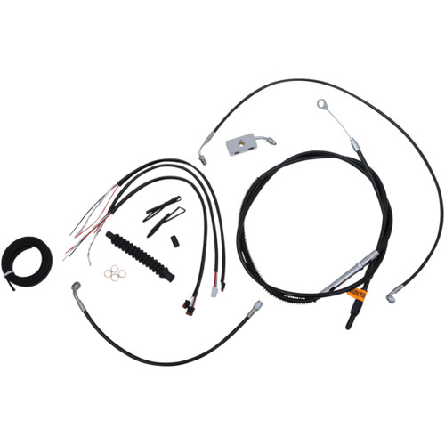 LA Choppers #LA-8152KT2-16B - Complete Black Vinyl Braided Handlebar Cable/Brake Line Kit - 15"-17" Handlebars - '18-'22 Softail