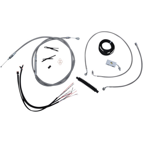 LA Choppers #LA-8152KT2-19 - Complete Stainless Braided Handlebar Cable/Brake Line Kit - 18"-20" Handlebars - '18-'22 Softail