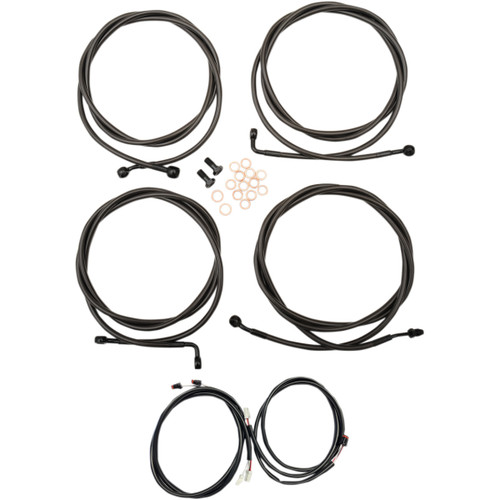 LA Choppers #LA-8054KT3-16M - Complete Plug-and-Play Cable Kit - 15" - 17" Handlebars - '17-'20 Touring - ABS - Midnight