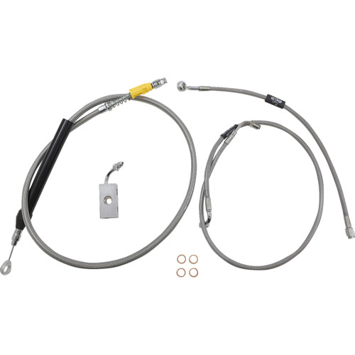 LA Choppers #LA-8155KT-16 - Standard Stainless Braided Handlebar Cable/Brake Line Kit - 15"-17" Ape Hangers - '18-'22 Softail