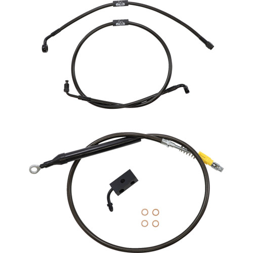 LA Choppers #LA-8155KT-16M - Standard Midnight Braided Handlebar Cable/Brake Line Kit - 15"-17" Ape Hangers - '18-'22 Softail