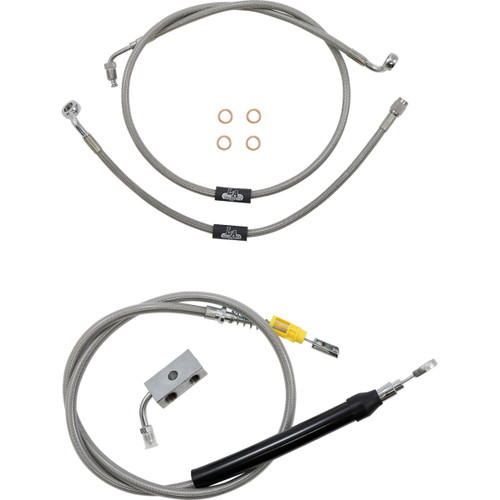 LA Choppers #LA-8155KT-19 - Standard Stainless Braided Handlebar Cable/Brake Line Kit - 18"-20" Ape Hangers - '18-'22 Softail