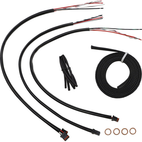LA Choppers #LA-8156KT2-16B - Complete Black Vinyl Braided Handlebar Cable/Brake Line Kit - 15"-17" Handlebars - '18-'22 Softail