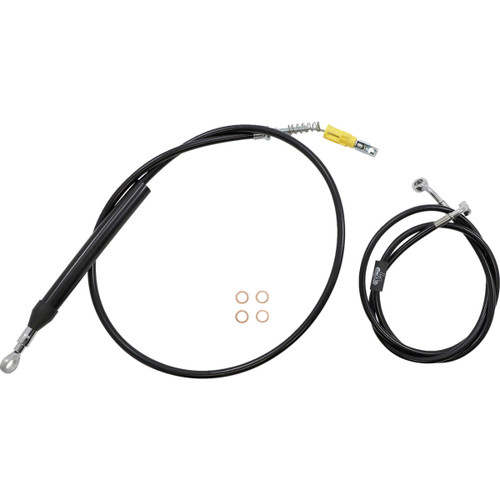 LA Choppers #LA-8156KT2-19B - Complete Black Vinyl Braided Handlebar Cable/Brake Line Kit - 18"-20" Handlebars - '18-'22 Softail