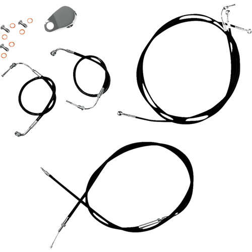 LA Choppers #LA-8157KT-08B - Standard Black Vinyl Handlebar Cable/Brake Line Kit - Mini Ape Hangers - '18-'24 Softail