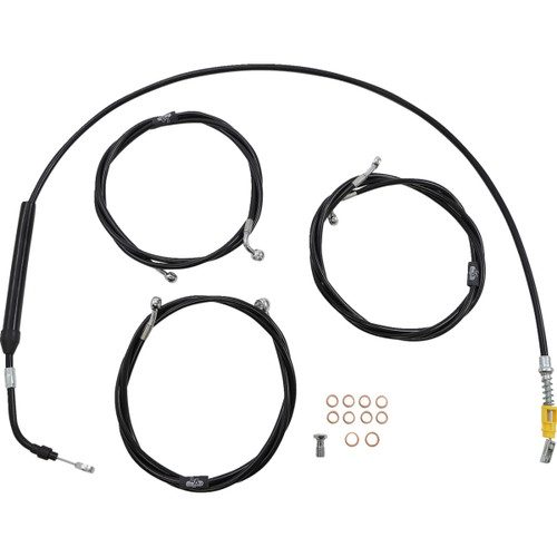 LA Choppers #LA-8056KT-13B - Standard Black Vinyl Handlebar Cable/Brake Line Kit - 12"-14" Ape Hangers - '21-'22 FLH