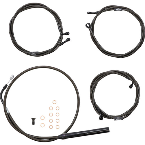 LA Choppers #LA-8056KT-13M - Standard Midnight Braided Handlebar Cable/Brake Line Kit - 12"-14" Ape Hangers - '21-'22 FLH