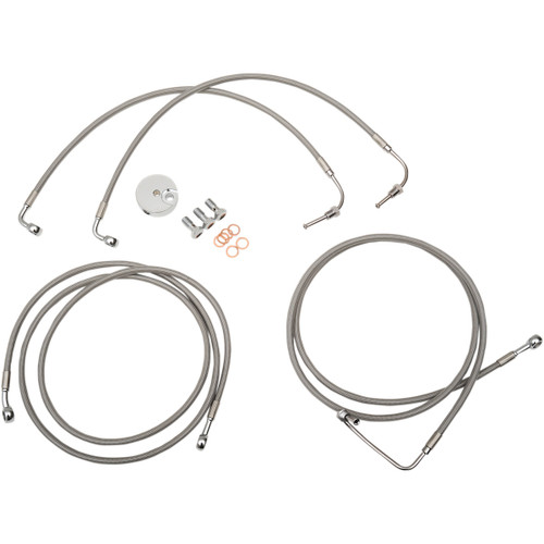 LA Choppers #LA-8051B16 - Brake Lines - 15" - 17" Ape Hanger Handlebars - Stainless Steel