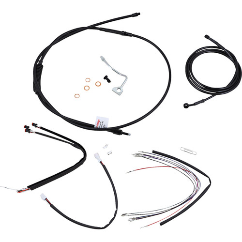 Burly Brand #B30-1175 - Complete Black Vinyl Handlebar Cable/Line Kit for Ape Hangers - 18" - '15-'16 FLTR