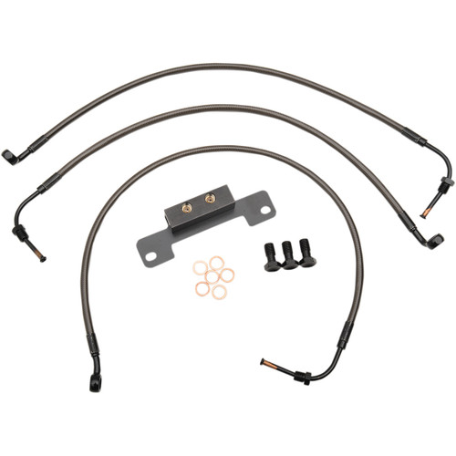 LA Choppers #LA-8011B19M - Brake Lines - 18" - 20" Ape Hanger Handlebars - Midnight