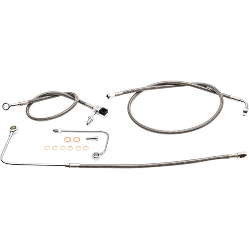LA Choppers #LA-8151B13 - Brake Lines - 12" - 14" Ape Hanger Handlebars - Stainless Steel