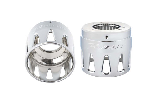 Rinehart Racing 900-0121 - Moto Series Merge End Cap - 4" / Chrome / Merge End Cap Pair