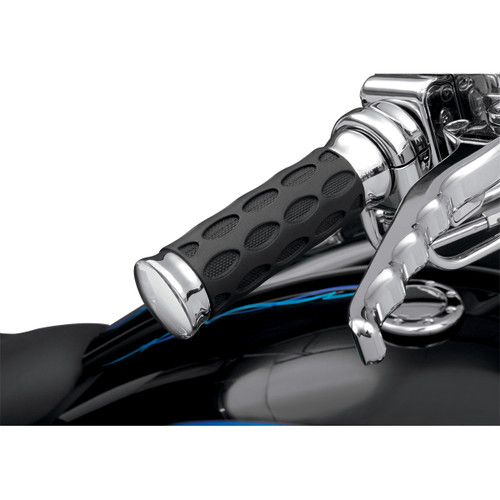 Drag Specialties - Custom Rubber Grips - Hotop - TBW - Chrome/Rubber