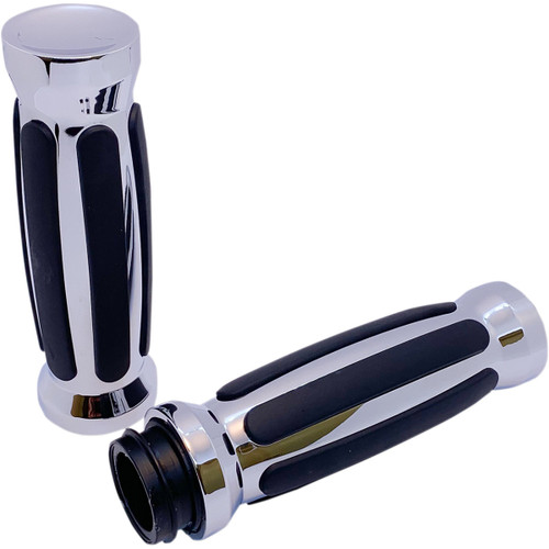 Pro-one Perf.mfg. #490001 - Custom Straight Rubber Grips - TBW - Chrome