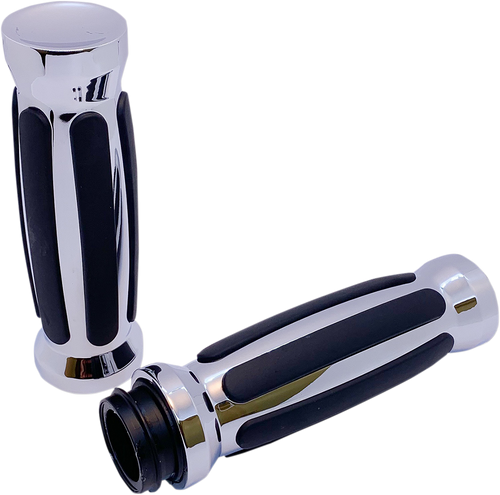 Grips - Straight - Rubber - TBW - Chrome