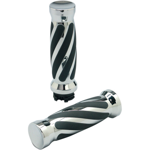 Pro-one Perf.mfg. #490011 - Custom Twisted Rubber Grips - TBW - Chrome