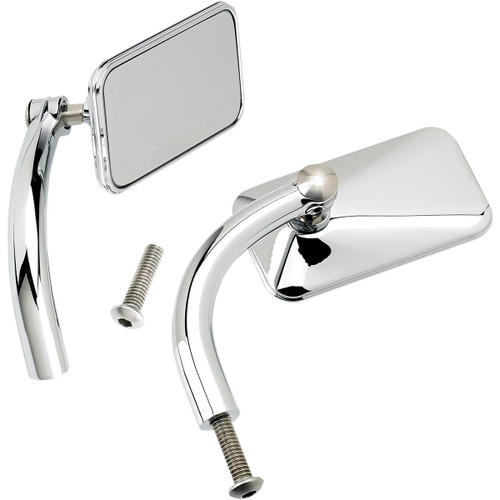 Biltwell #6502-200-502 - Mirrors - Utility - Side View - Rectangle - Perch - Chrome - Pair