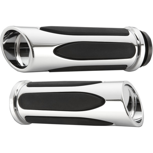 Arlen Ness #07-052 - Deep Cut Comfort Series Grips - TBW - Chrome