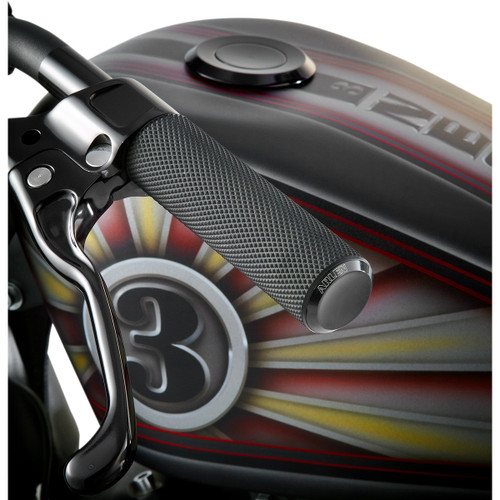 Arlen Ness #07-327 - Knurled Grips - TBW - Black