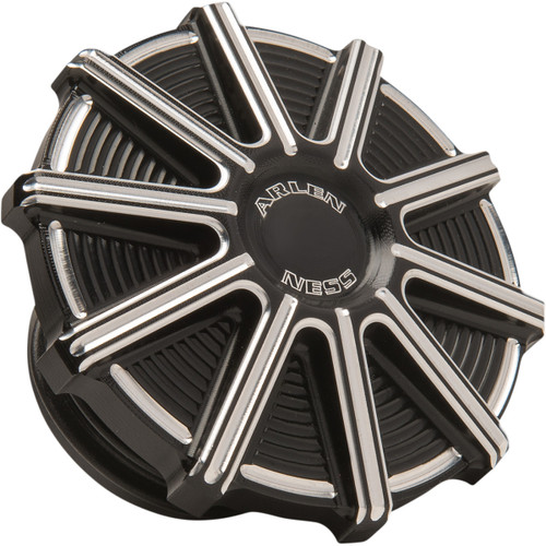 Arlen Ness #701-002 - Vented Gas Cap - 10 Gauge - Black Machined Accents