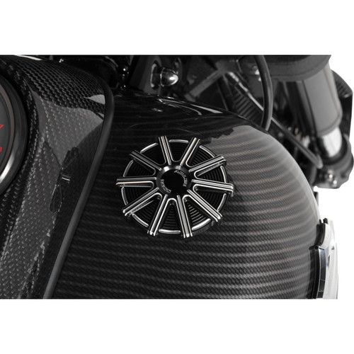 Arlen Ness #701-002 - Vented Gas Cap - 10 Gauge - Black Machined Accents
