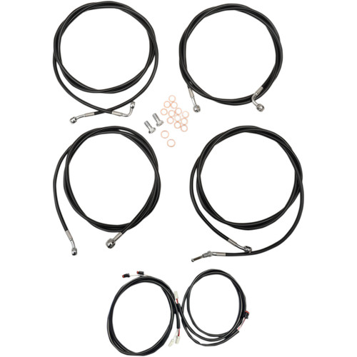 LA Choppers #LA-8054KT3-16B - Complete Plug-and-Play Cable Kit - 15" - 17" Handlebars - '17-'20 Touring - ABS - Black