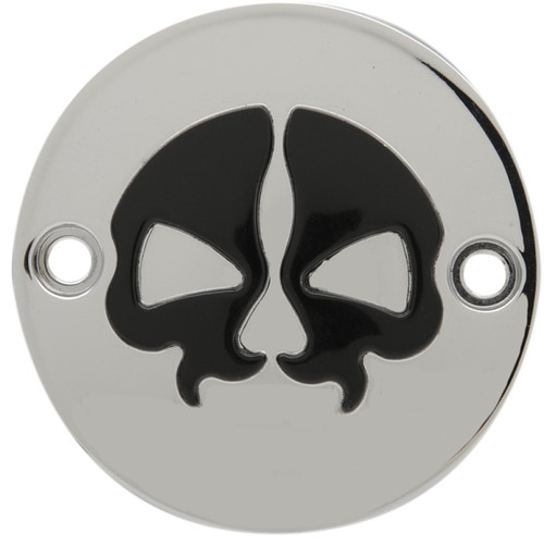 Drag Specialties - Points Cover - Chrome - Black Skull - 2 Hole - M8