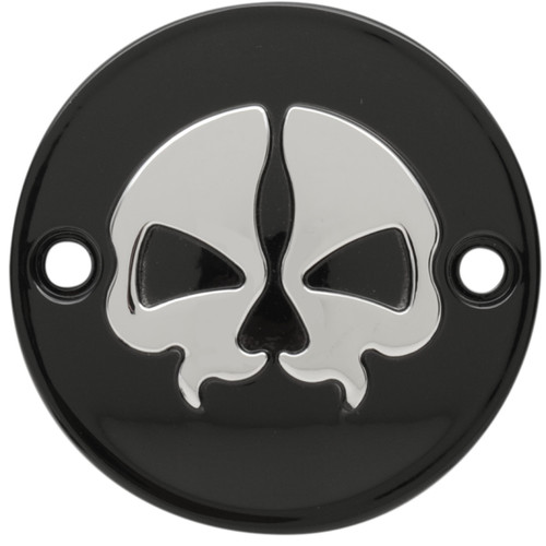 Drag Specialties - Points Cover - Black - Chrome Skull - 2 Hole - M8