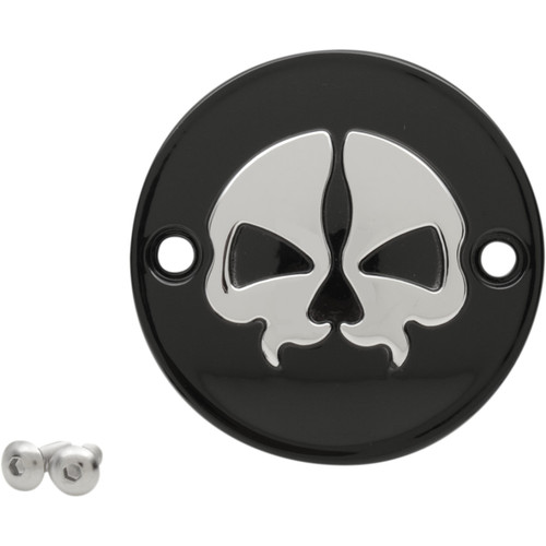 Drag Specialties - Points Cover - Black - Chrome Skull - 2 Hole - M8