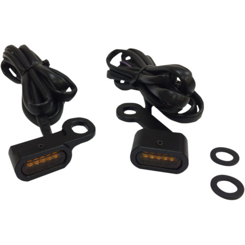 Drag Specialties - LED Handlebar Marker Lights - XL - Black/Amber