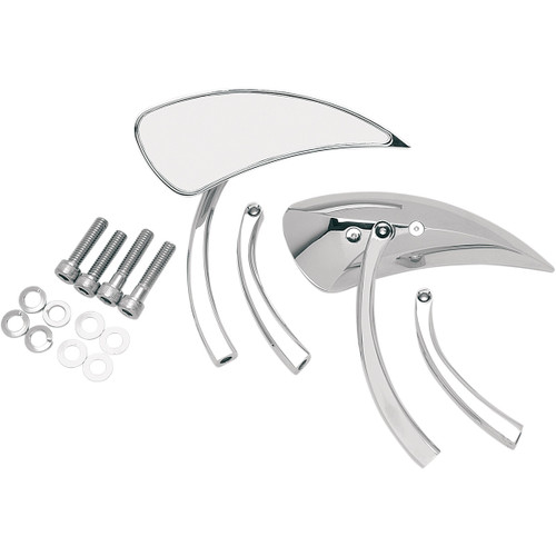 Drag Specialties - Mirrors - Side View - Teardrop - Chrome - Right/Left - Pair