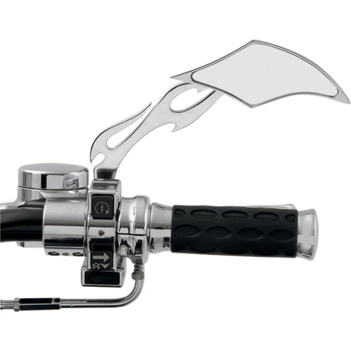 Drag Specialties - Mirror - Gothic/Flame - Side View - Diamond - Chrome - Right - Each