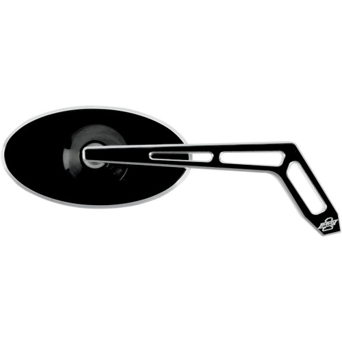 Pro-one Perf.mfg. #102320B - Mirror - Weekend Warrior - Side View - Cut-Out - Oval - Black - Right