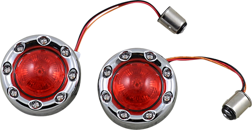 Bullet Turn Signal 1157 - Chrome - Red Lens