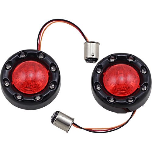 Custom Dynamics #PB-BR-RR-57-BR - Bullet Turn Signal 1157 - Black - Red Lens