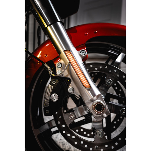 Custom Dynamics #CD-FORK-BCM-AC - LED Fork Light - Amber - Chrome